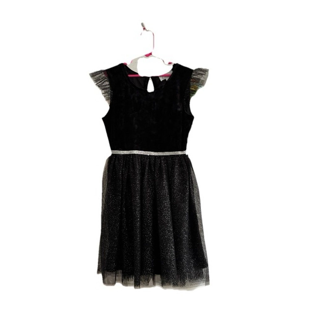 Four Hearts Black Glittery Dress with Silver Accents